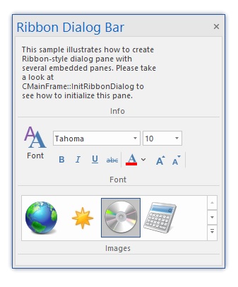 Ribbon dialog bar: