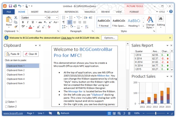 MS Word 2013-style application:
