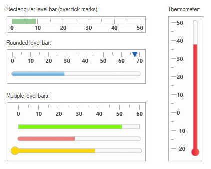Linear gauges with level bars:
