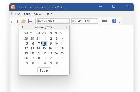 Toolbar Date/Time Picker