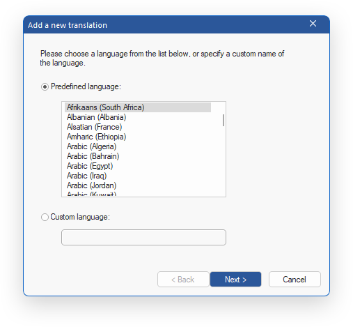 BCGSoft Translator: 'Add Button' dialog