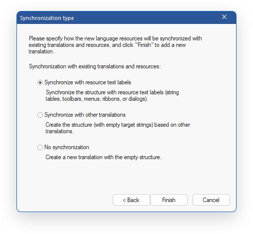 BCGSoft Translator: Synchronization types. Step 4