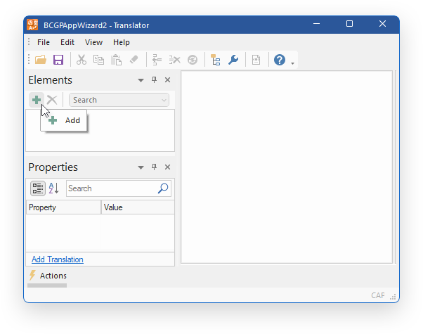 BCGSoft Translator: Add new translation. Step 1