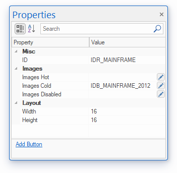 BCGSoft Toolbar Editor: 'Properties' pane