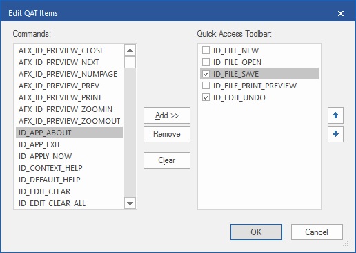 BCGSoft Ribbon Designer: quick access toolbar commands