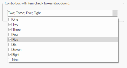 Combo box with checked drop-down list
