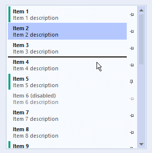 List box control with items dragging support: