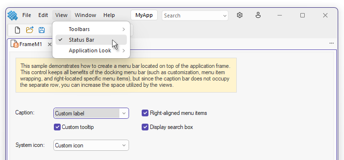 Frame Menu Bar