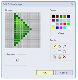 Figure 3: button image can be modified using built-in image editor: