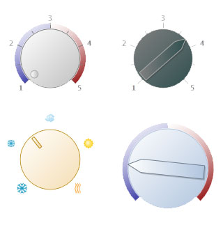 Knob controls with a various styles: