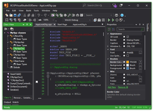 Visual Studio 2022 dark theme (Green accent color):