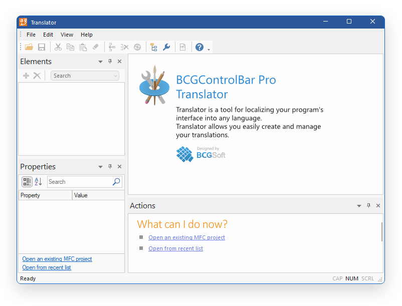 BCGSoft Translator: Start page