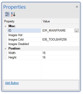BCGSoft Toolbar Editor: 'Properties' pane