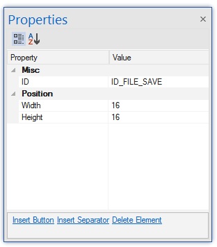 BCGSoft Toolbar Editor: 'Button Properties' pane