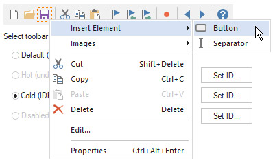 BCGSoft Toolbar Editor: main view