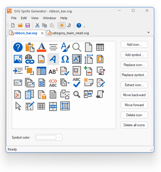 BCGSoft SVG Sprite Generator: main window