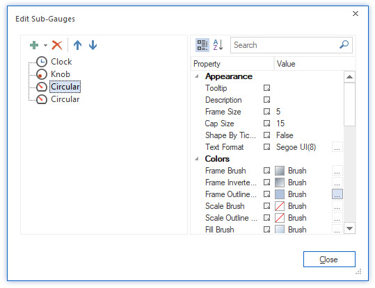 Edit sub-gauges