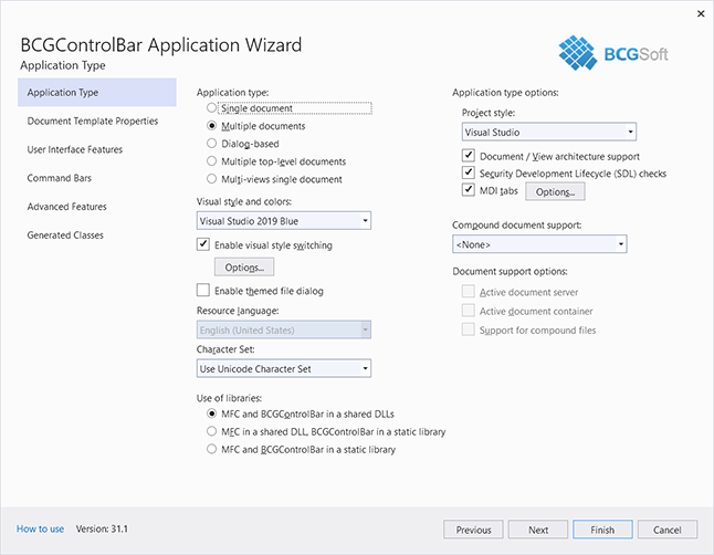 BCGControlBar Application Wizard for Visual Studio 2017-2022 (1)