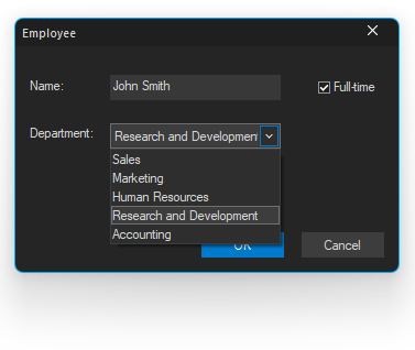  BCGControlBar dialog (Visual Studio 2022 dark theme)