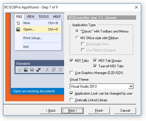 BCGControlBar Application Wizard for Visual C++ 6.0